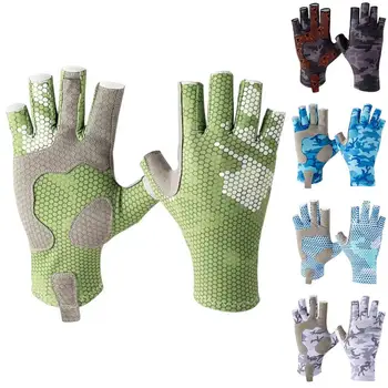 1 Пара рыболовных перчаток с полупальцами, противоскользящие дышащие высокоэластичные мужские велосипедные перчатки, рыболовные перчатки