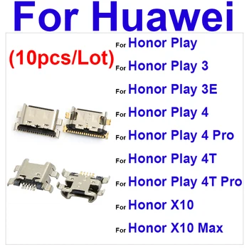 10 шт./лот USB Док-станция Для Зарядки Разъем Для Huawei Honor Play 3E 4 4T Pro Play 3 4 4T X10 X10MAX Usb Разъем Для Подключения Зарядного Устройства Часть Порта
