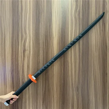 104 см Rengoku Kyoujurou Огненный Меч Оружие Demon Slayer Черный Серый Sowrd Косплей 1: 1 Аниме Ниндзя Нож PU Prop Модель Подарочного Меча