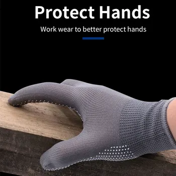 12 Пар рабочих перчаток Из нескользящего дышащего нейлона с точечным покрытием для ладоней, мужские и женские рабочие перчатки для защиты рук