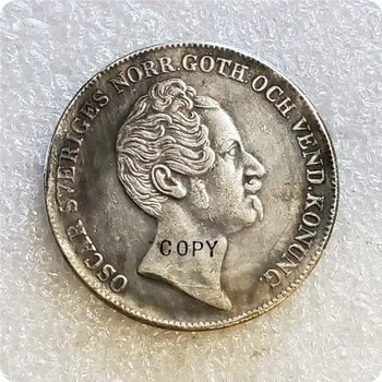 1845-1853 Швеция Монета номиналом 1 риксдалер - копия монеты Оскар I (маленькая головка)