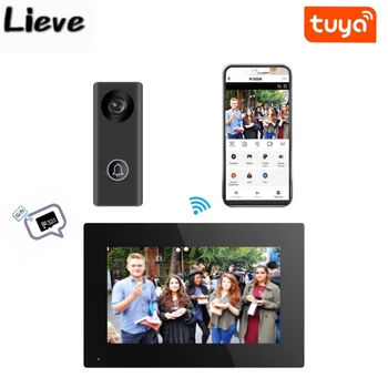 2MP 1080P 7-Дюймовый Видеодомофон С Сенсорным Экраном Big Tuya Wireless Wifi POE Проводной Дверной Звонок для Виллы с Плоским RFID Контролем Доступа