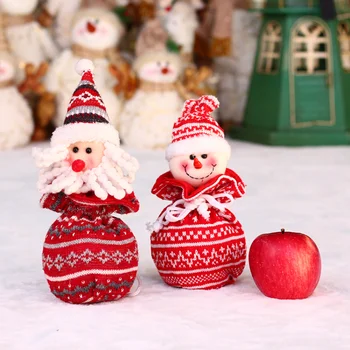3 шт./лот, рождественские принадлежности, подарочные пакеты для отца, вязаный мешочек для яблок в виде снеговика, оленя, праздничный детский мешочек для конфет.