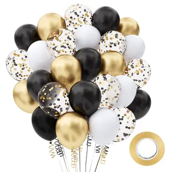 30шт латексных воздушных шаров с конфетти из черного золота, металлический воздушный шар из розового золота для душа ребенка, выпускной, День рождения, Украшение свадебной вечеринки