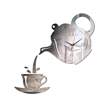3D Настенные часы Акриловые Кофейные чашки Чайники Идеальное Художественное украшение Современных настенных часов для дома
