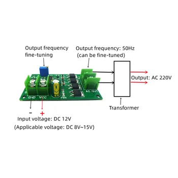 5X Инвертор мощностью 200 Вт от постоянного тока 12 В до переменного 12 В Модуль генератора прямоугольных сигналов частотой 50 Гц 12 Вт от переменного тока 12 В до 220 В Силовой трансформатор