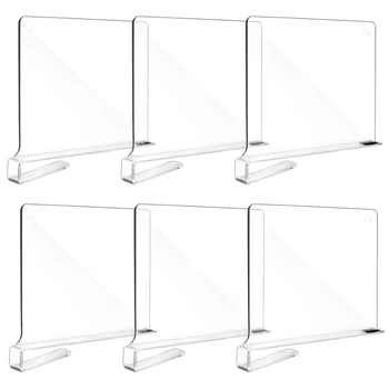 6шт прозрачных акриловых разделителей полок для организационных шкафов, разделитель полок и шкафов для спальни, офисных полок