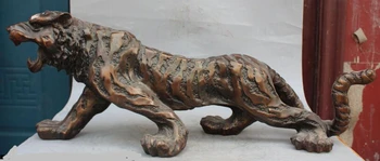 bir 004284 30-дюймовая китайская Бронзовая статуя Народного животного Фэн-шуй, Год Зодиака Тигр Скульптура Тигре