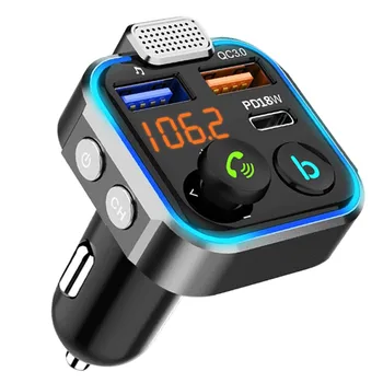 Bluetooth 5,0 FM-передатчик Автомобильный MP3-плеер Большой микрофон Двойное USB быстрое зарядное устройство QC3.0 PD20W Аксессуары для автомобильной электроники