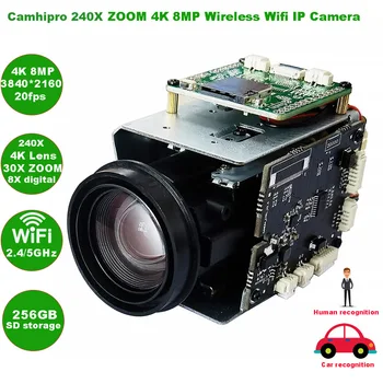 CamhiPro 4K 8MP 240X zoom Wifi беспроводная IP-камера с автоматической ДИАФРАГМОЙ P2P ONVIF sony IMX415 WIFI SD 256GB IP-камера