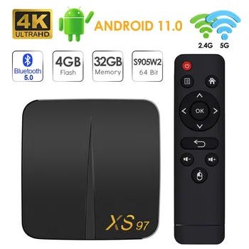 HD 4 + 32 Сетевая телеприставка S905W2 Bluetooth Internet Free Box 5G/2.4G + AC Двойной Wifi Android 11 TV Box
