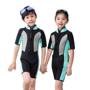 Hisea 2 мм Неопреновые детские гидрокостюмы с короткими рукавами, водолазные костюмы для мальчиков / девочек, детские защитные очки от сыпи, цельные изделия для серфинга, плавания с трубкой