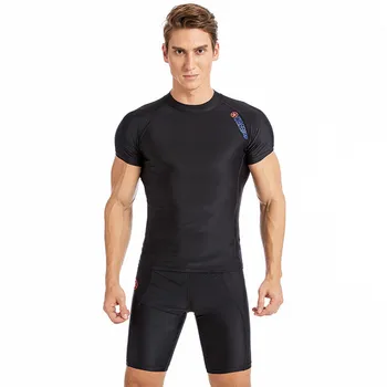 SABOLAY Мужская пляжная рубашка в обтяжку из лайкры с коротким рукавом, Быстросохнущий купальник, солнцезащитный крем для серфинга, УФ-защита от сыпи, водолазный костюм