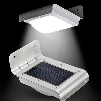 SANHOOII 16 светодиодное освещение на солнечной энергии из алюминиевого сплава, датчик движения, садовый светильник, водонепроницаемый наружный настенный светильник для дорожки IP65