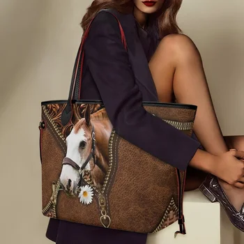 Twoheartsgirl, винтажные женские сумки через плечо с принтом американских племенных лошадей, повседневные сумки, дорожная офисная сумка