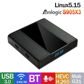 X96 Linux 5.15 Amlogic S905X3 Smart TV Box 2.4G/5G WiFi BT USB3.0 Mail-G31 H.265 2G16G 4G32G 4G64G Медиаплеер цифровых вывесок