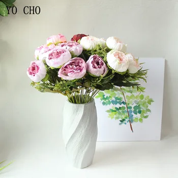 YO CHO Шелковый искусственный пион, Букет искусственных цветов, свадебное украшение, Красивый розовый мини-пион, искусственные цветы, декор для дома, отеля