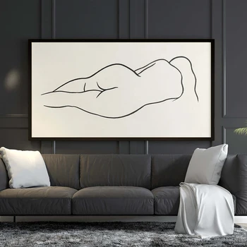Абстрактная сексуальная Женская художественная картина на холсте, черно-белый эскиз обнаженной женщины, плакаты, HD Печать, украшение спальни, Настенная картина