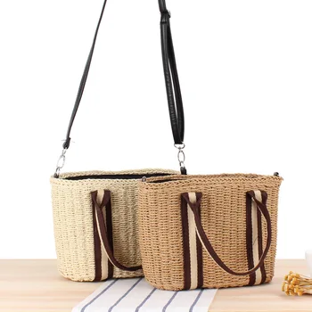 Богемная плетеная сумка из ротанга, модные плетеные соломенные сумки, летние дорожные пляжные сумки для женщин, сумка через плечо 2023 Box Tote