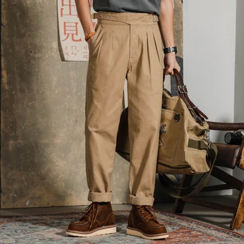 Весна-осень 2023, мужские модные деловые повседневные брюки в стиле ретро, мужские однотонные костюмные брюки, мужские свободные прямые брюки P191