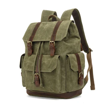 Винтажный холщовый рюкзак, мужской дорожный кожаный рюкзак для ноутбука, походная школьная сумка для книг, сумка для альпинизма, сумка для мужчин