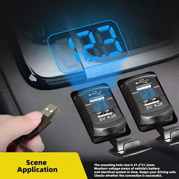 Двойной USB-переключатель, светодиодный цифровой вольтметр для быстрой зарядки электронных устройств, универсальный для всех автомобилей 12 В-24 В