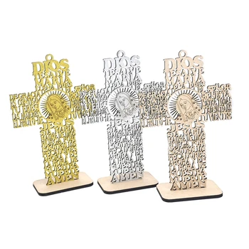Деревянный крест ручной работы, Религиозный Крест С подставкой, Настенный крест ручной работы, Церковное украшение для дома