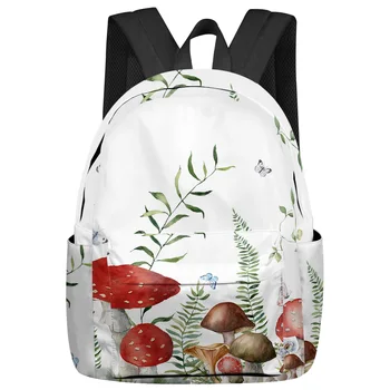Женские рюкзаки с зеленым растением-грибом и бабочкой для подростков, студенческие школьные сумки, Рюкзак для ноутбука, Мужские, женские, дорожные Mochila