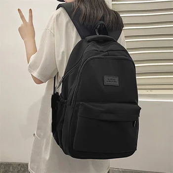 Женский рюкзак, однотонная повседневная женская сумка с несколькими карманами, высококачественный школьный рюкзак для девочки-подростка, рюкзак для книг