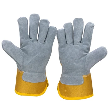 Защитные зимние рабочие перчатки RJS, рабочие сварочные перчатки из воловьей кожи серого цвета, защитные МОТО-износостойкие перчатки NG7036