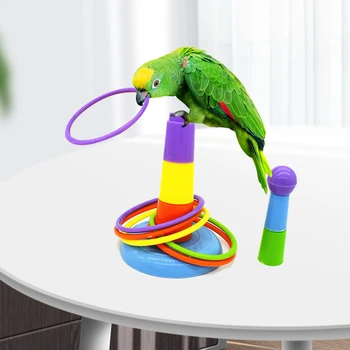 Интересные мини-игрушки с железным кольцом, подходящие для игр по интеллектуальному развитию попугаев, красочные игрушки для тренировки активности птиц в кольце