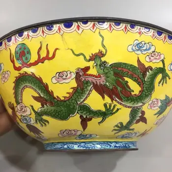 Китайская антикварная перегородчатая ваза с изображением чаши Ssangyong