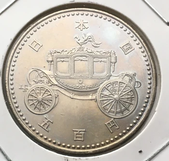 Королевская карета, японская монета в 500 юаней, 1990 год, Императорская памятная монета мгновенного действия, диаметр 30 мм