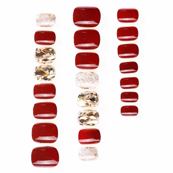 Короткие винно-красные накладные ногти Женский маникюрный набор своими руками, безопасный для беременных женщин