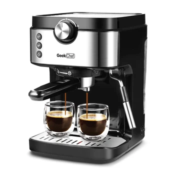 Кофемашина Espresso на 20 бар с палочкой для вспенивания молока 1300 Вт, высокопроизводительный съемный резервуар для воды емкостью 900 мл, не протекающий.
