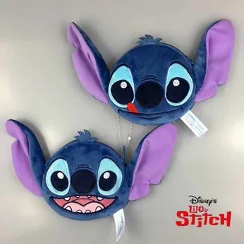 Кошелек для монет Disney Stitch Для мальчиков и девочек, милый плюшевый кошелек, детские сумки для монет на молнии, мини-женский клатч, мультяшная сумка, подарки с подвеской