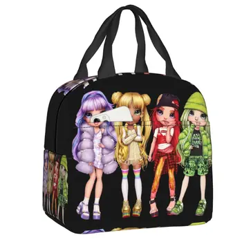 Куклы с радужным блеском, термоизолированные сумки для ланча, женские Сменные сумки для ланча для школьного хранения, коробка для еды, сумка для ланча