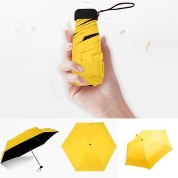 Легкий карманный мини-зонт от дождя для женщин, ветрозащитный, прочный, 5 складных зонтиков от солнца, портативный солнцезащитный женский зонтик-зонт
