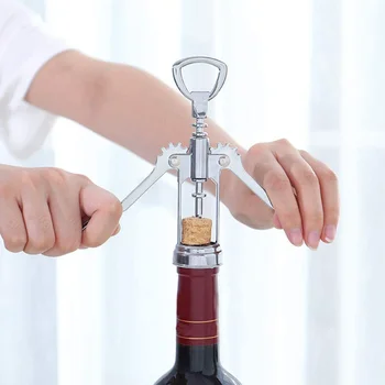 Металлическая открывалка для бутылок красного вина, ручка для штопора, Открывалка для штопора, необходимые инструменты для баров из нержавеющей стали