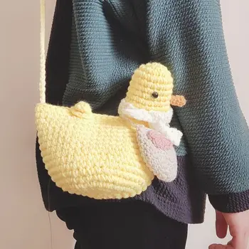 Милая женская сумка-утка для заправки, сделанная своими руками, шерстяная тканая сумка ручной работы для девочек в элегантном стиле, сумка через плечо на одно плечо