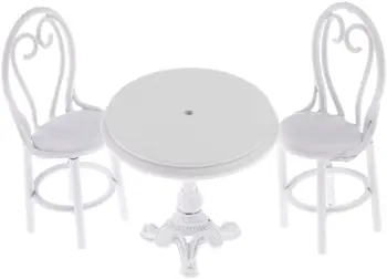 Миниатюрная мебель для кукольного домика 1:12, набор моделей стульев для обеденного стола 3шт, белый