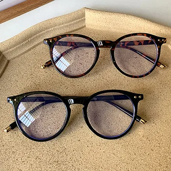 Модная оправа для очков для женщин, Винтажные Синие компьютерные Мужские очки, Круглые оптические очки