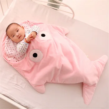 Мультяшный спальный мешок с детской акулой, Стеганая утолщенная детская хлопчатобумажная подушка Против ударов, теплый спальный мешок для новорожденного, Новорожденный