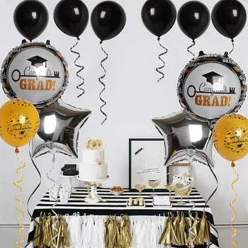 набор воздушных шаров для выпускного бала 12шт Кепка бакалавра Поздравления выпускников Класс алюминиевых воздушных шаров для украшения Выпускной церемонии 2019 года