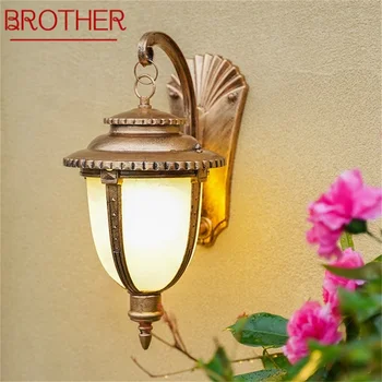 Настенные бра BROTHER Outdoor в стиле ретро, светодиодная водонепроницаемая бронзовая лампа IP65 для украшения крыльца дома