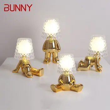 Настольная лампа BUNNY Nordic, креативная настольная лампа в форме человека из смолы и золота, Новинка, светодиодная лампа для дома, детской спальни, гостиной