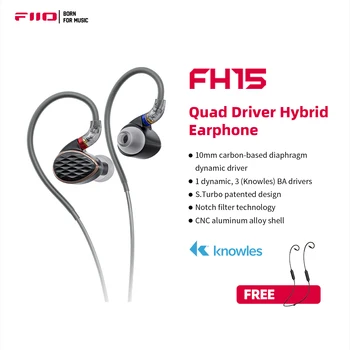 Наушники-вкладыши FiiO FH15 1DD 3 Knowles BA с гибридной технологией с кабелем MMCX 3,5 мм /4,4 мм…