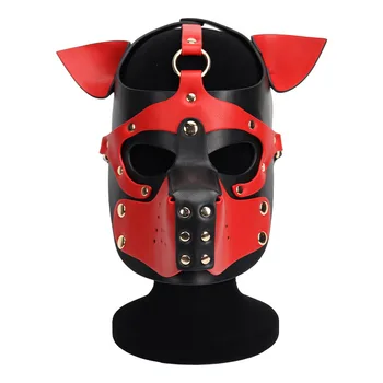 Новая сексуальная собачка для косплея, регулируемая маска, кожаный фетишистский капюшон для щенка, маска на все лицо, Экзотические Аксессуары, секс-игрушки для пар, взрослых геев