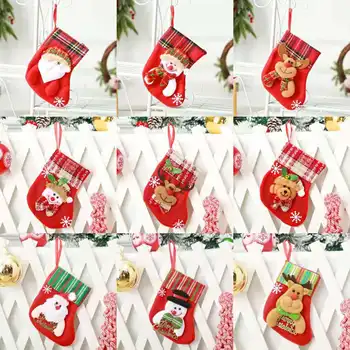 Новогодняя сумка для рождественских носков, Рождественские подарки, сумка для конфет, Рождественские украшения для дома, Носки, украшение Рождественской елки