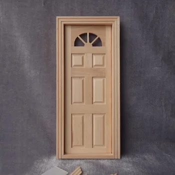 Новое поступление, миниатюрная модель двери кукольного домика в масштабе 1/12, аксессуары для деревянной мебели в миниатюре 
